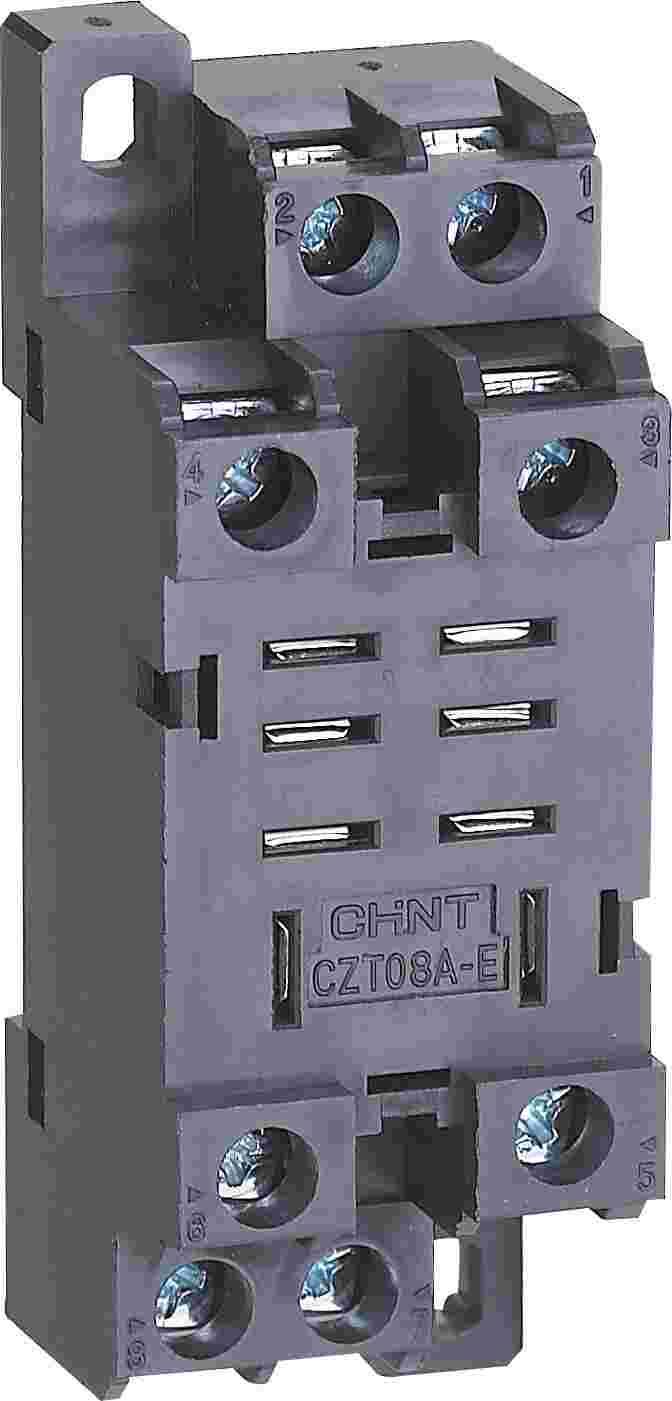 CZT08A-E(带手指安全防护) 小型电磁继电器插座侧俯图.png
